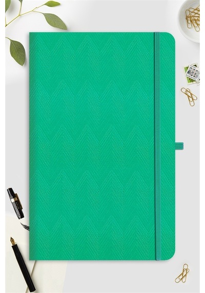 Tarihsiz Klasik Defter Rec Note 13x21 Çizgili Yeşil Desenli