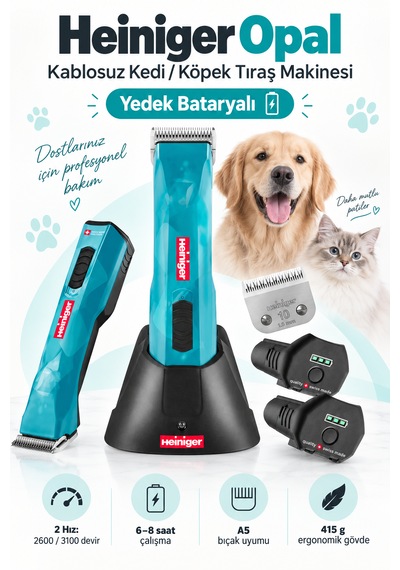 Heiniger Opal Kablosuz Kedi/köpek Tıraş Makinesi Yedek Bataryalı
