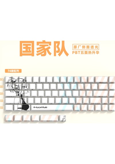 74 Tuşlu Klavye Keycaps, Yan Baskılı Arka Aydınlatmalı Pbt 60/61/68 Mekanik Klavyelerle Uyumludur.