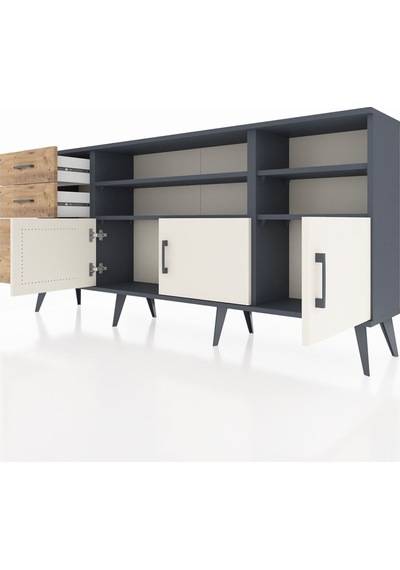 Arges Konsol 4 Raflı 3 Çekmeceli 3 Kapaklı 176x30x83 Antrasit-aytaşı/çam Aytaşı/çam Arges Konsol 4 Raflı 3 Çekmeceli 3 Kapaklı 176x30x83 Antrasit-aytaşı/çam Aytaşı/çam