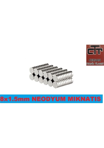 Neodyum Miknatis D8 X1.5Mm Ekstra Kuvvetli 100 Adet