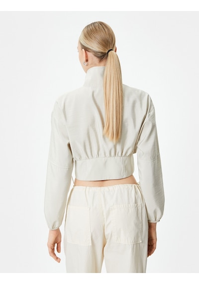 Koton Crop Bomber Ceket Fermuarlı Dik Yaka Gri 4sak50014pw 4SAK50014PW023 Gri