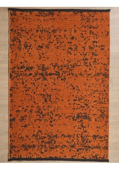 Bohem Tarz Geometrik Desenli Pamuk Taban Turuncu Renk Şönil Kilim