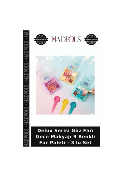 Delux Serisi Göz Farı Gece Makyajı 9 Renkli Far Paleti - 3'lü Set Çok Renkli
