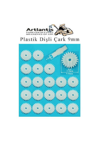 Plastik Dişli Çark 20 Adet 1 Paket Dış Çapı 9 Mm İç Çapı 2 Mm Okul Deney Motor Çarkı Plastik Dişliler