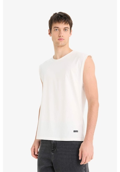 Defacto %100 Pamuk Boxy Fit Bisiklet Yaka Basic Düz Atlet C7205ax25smer105 Ekru