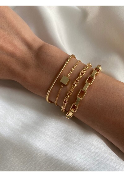 X-lady Accessories Altın Renk Kombin Kalp Kolye Yıldız Kolye Çivi Bileklik Altın