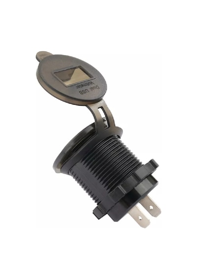 Voltmetreli Usb Portu 4.2a 12v 24v Mavi Led Işıklı