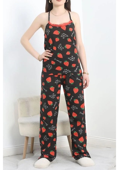 Seka Store Seka Yaka Dantelli Süprem Pijama Takımı Siyahçilek - 50192.1857. Çok Renkli Seka Store Seka Yaka Dantelli Süprem Pijama Takımı Siyahçilek - 50192.1857. Çok Renkli