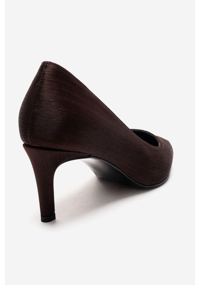 Luvishoes Velmıra Kahverengi Saten Kadın Topuklu Ayakkabı