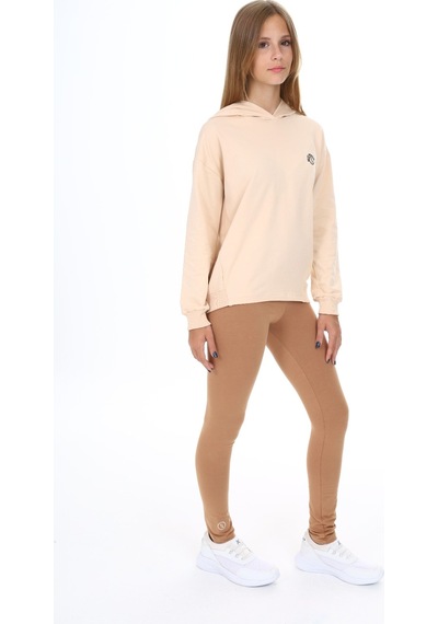 Toontoy Kids Toontoy Kız Çocuk 2'li Takım Baskılı Kapüşonlu Düşük Omuz Sweatshirt & Basic Düz Tayt Bej Toontoy Kids Toontoy Kız Çocuk 2'li Takım Baskılı Kapüşonlu Düşük Omuz Sweatshirt & Basic Düz Tayt Bej