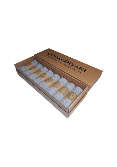 Çorapx Çorapdiyari Premium 8'Li Dikişsiz Bambu Erkek Patik Çorap Gri-Standart Gri