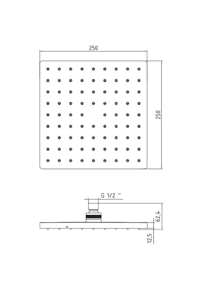 Eca Tiera Kare Duş Başlığı 25x25 Mat Siyah Renkli 102145068c1