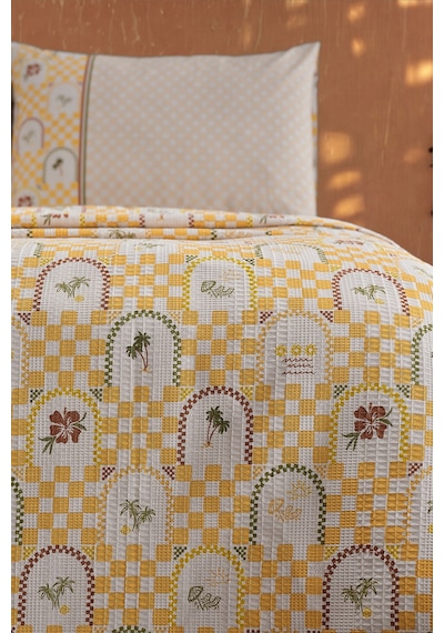 Doqu Home Jungle Muse Marwen Mosaic Pike Takımı Tek Kişilik Turuncu