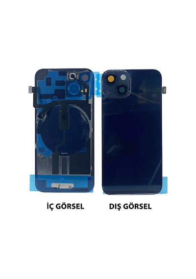 Teknonet Apple Uyumlu iPhone 14 Plus Kamera Camlı Batarya Kapağı + Magsafe Flex - Mavi Mavi