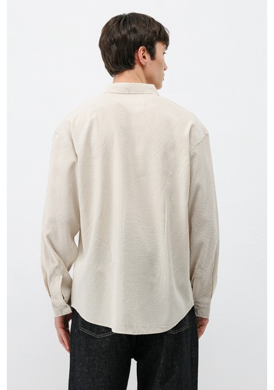 Vamos Oversize Dikiş Detaylı Gömlek Taş