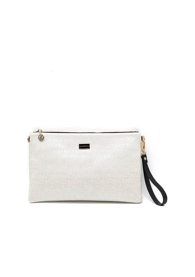Silver Polo Sp1034 Kadın Portföy & Clutch Logolu Sedef-siyah