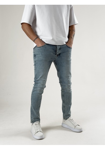 Cocopelli Slim Fit Taşlanmış Mavi Erkek Kot Pantolon Coc2718 Mavi