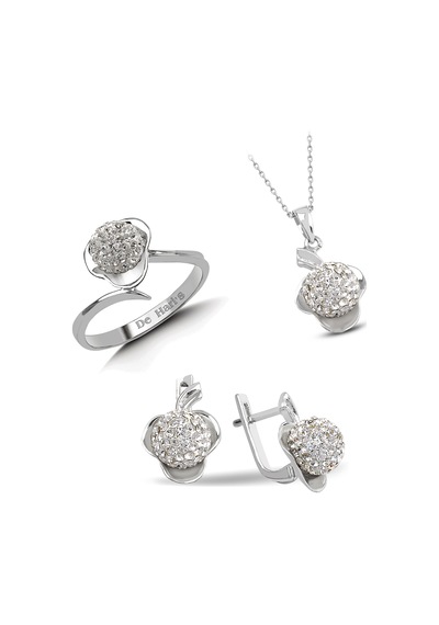 Kuyumcudükkani Avusturya"crystal"taşlı Mini Set -24005-w-w 15 Beyaz