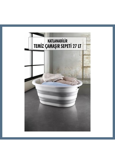 Buradabulabilirsin Katlanabilir Silikon Çamaşır Sepeti & Akordiyon Katlanır Sepet 27 Lt Bbz Çok Renkli
