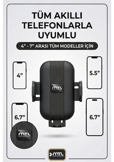 Extra Uzun Güçlü Esnek Kollu Dayanıklı Araç İçi Telefon Tutucu Otomatik Kilitli Güçlü Vantuz Siyah