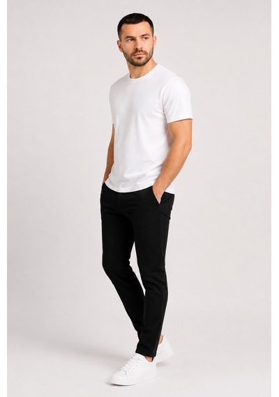 Justas Erkek Beyaz Bisiklet Yaka Kısa Kollu Basic T-shirt