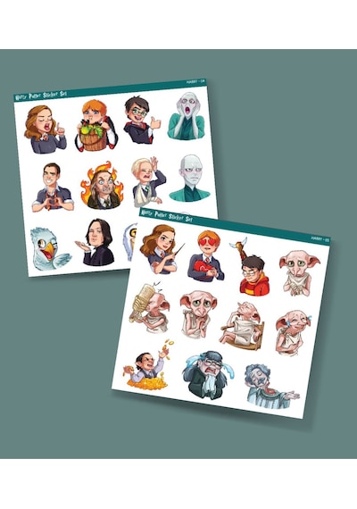 Emoji Seti 2 Li Parlak Sticker Set Harry Potter Karakterleri Emoji Süsleme Etiket Çıkartmaları Telefon Etiketi Mor