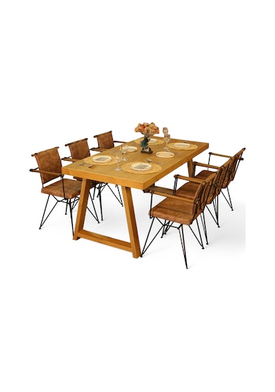 Neiwel Riza Doğal Ahşap Yemek Masası-100-200 Açık Ceviz