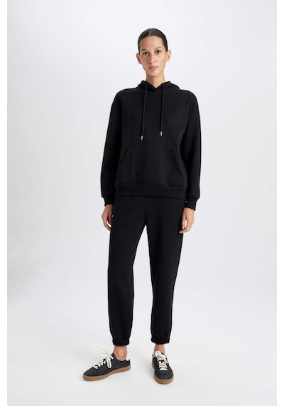 DeFacto Relax Fit Kapüşonlu Kanguru Cepli Kalın Basic Düz Siyah Sweatshirt W1240AZ24WNBK81 Siyah DeFacto Relax Fit Kapüşonlu Kanguru Cepli Kalın Basic Düz Siyah Sweatshirt W1240AZ24WNBK81 Siyah