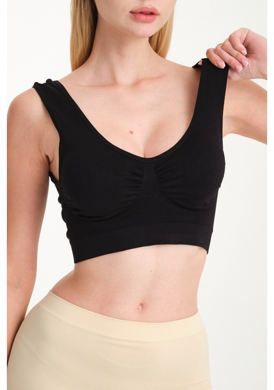 Fit Women Kalın Askılı Pedli Büstiyer Siyah