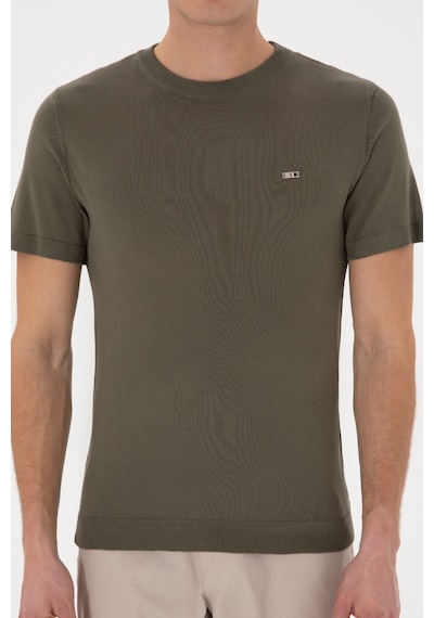 U.S. Polo Assn. Erkek Slim Fit Bisiklet Yaka Koyu Haki Tişört 50306456-VR111