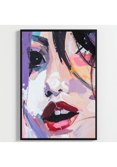 Besay Yüzler Ve İzler Modern Salon Duvar Dekorasyonu Kırmızı Pop Art Kadın Posteri 3'lü Set A2 Çerçevesiz