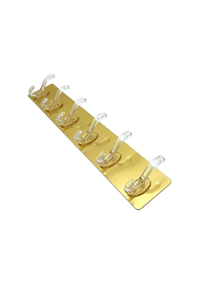 Gold Tek Parça Kendinden Yapışkanlı 6 Kancalı Askı Plastik Altın Diğer