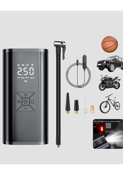Hubrendy Kargo Kablosuz Dijital Lastik Şişirme Pompası Led Işıklı 80w