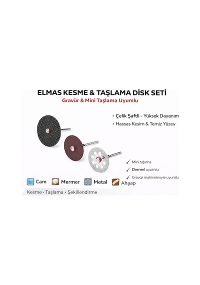 Senbang Mini Kesme Diski Seti Cam, Mermer, Metal, Ahşap Uyumlu Çelik Keser Gravür & Matkap Uyumlu