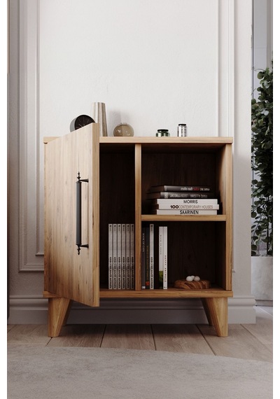 Enda Home Kommen Tek Kapaklı 2 Bölmeli Komodin Atlantik Çam 4843512563285