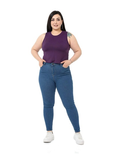 Disentis Büyük Beden Bisiklet Yaka Kolsuz Crop Viskon Mürdüm Body-mürdüm Mürdüm