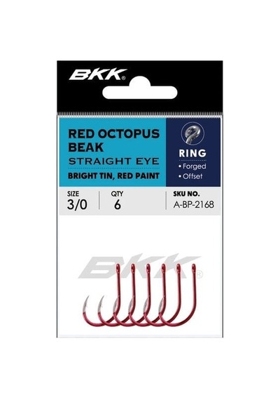 Bkk Red Octopus Beak Straight Eye Olta İğnesi 6/0