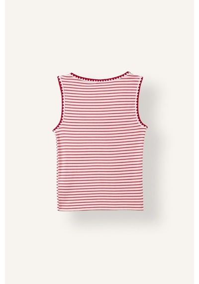 Defacto Slim Fit U Yaka Ribana Çizgili Fisto Detaylı Atlet I4047ax26smrd70 Kırmızı-rd70