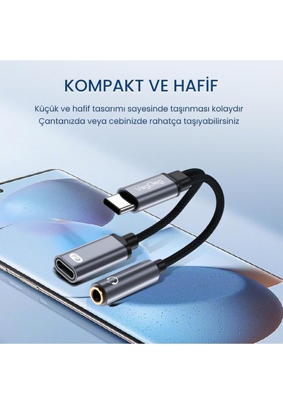 Ayrex Type-c To 3.5mm Kulaklık Ve Type-c Şarj Dönüştürücü Adaptör