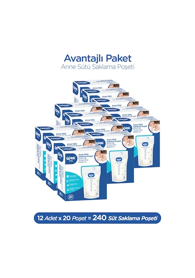 20'li Anne Sütü Saklama Poşeti 20x12 240 Adet