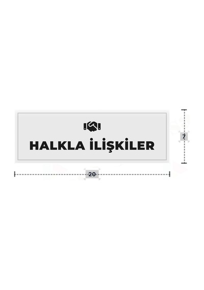 Halkla İlışkıler Yazılı - Metal - Beyaz Renk - Kapı İsimliği - 20x7 Cm
