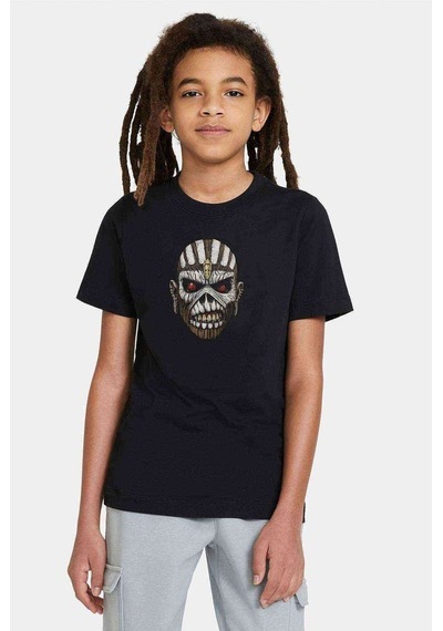 Tshirthane Iron Maiden Eddie Baskılı Unisex Çocuk Siyah T-Shirt