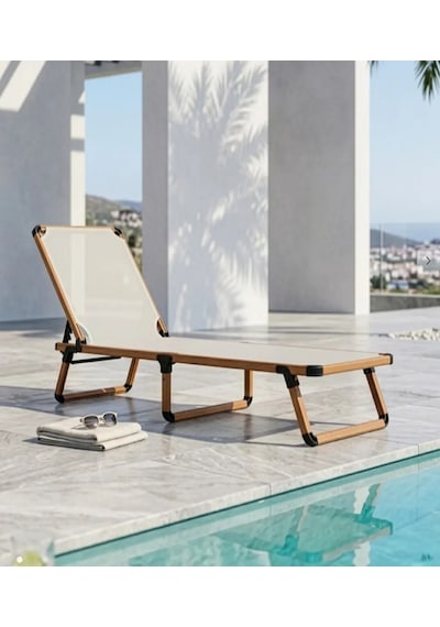 Missidea Alüminyum Katlanır Ve Taşınır Şezlong Teak+latte Bej