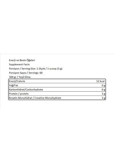 Creatine Plus Vitamax Yeşil Elmalı %100 Mikronize 300 Gr Yeşil Elma