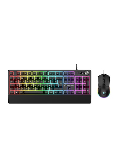 Rampage Km-9858 Jazzy V2 Siyah Usb Rgb Aydınlatmalı Q 12800 Dpı Mouse Gaming Oyuncu Klavye Mouse Set Optik