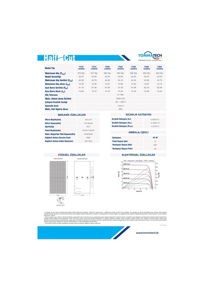 Tommatech 600 W 144 Pm Half Cut Topcon Güneş Paneli