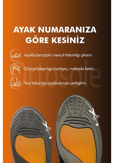 Ortosole O2206 - Yumuşak Günlük Ortopedik Şok Emici Ve , Jel li Konfor İç Tabanlık 40 - 45