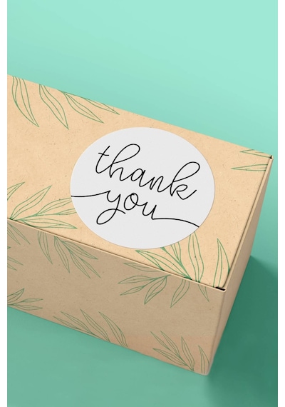 90 Adet Thank You Teşekkür Etiketi Beyaz Minimal 3x3cm St2015 Çok Renkli