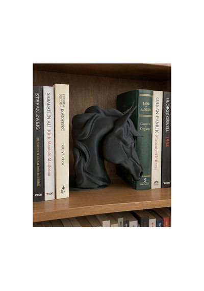 Modern At Başı Kitap Tutucu Dekoratif Kitap Desteği Siyah Minimal Tasarım Siyah